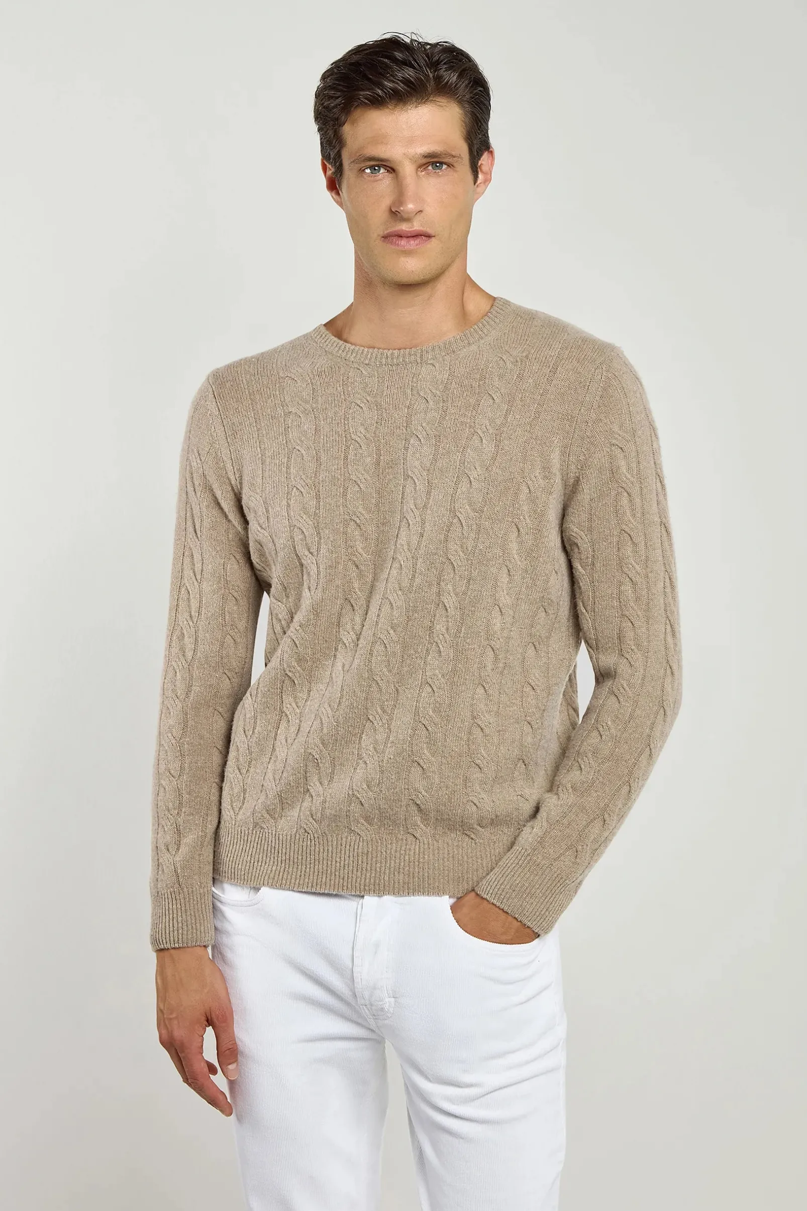 taupe_cable_knit_sweater__0.webp Taupe cable knit sweater – Made in italy
