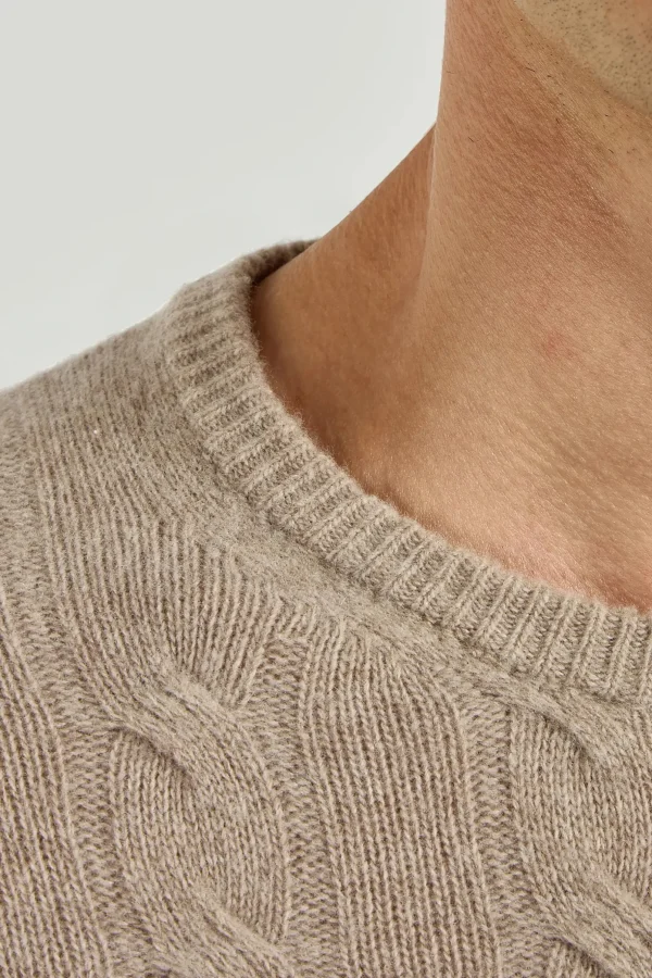 Taupe cable knit sweater – Made in italy