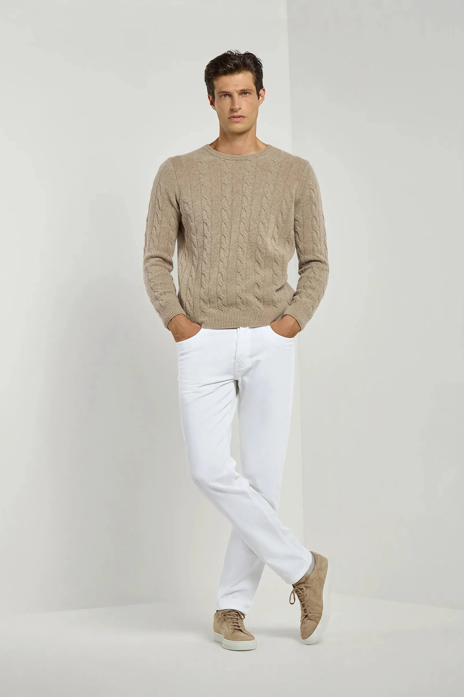 taupe_cable_knit_sweater__2.webp Taupe cable knit sweater – Made in italy