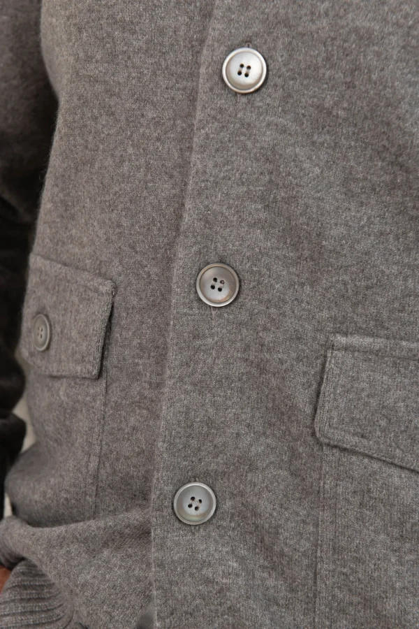 Taupe Cashmere Knitted Bomber – Made in Italy