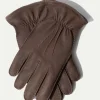Taupe Cashmere Lined Deerskin Leather Gloves - Made in Italy