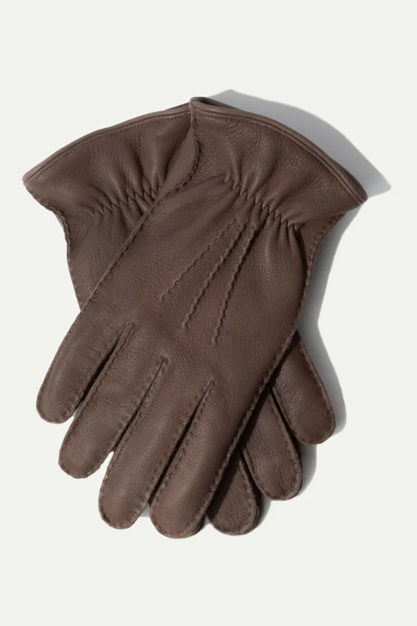 Taupe Cashmere Lined Deerskin Leather Gloves - Made in Italy