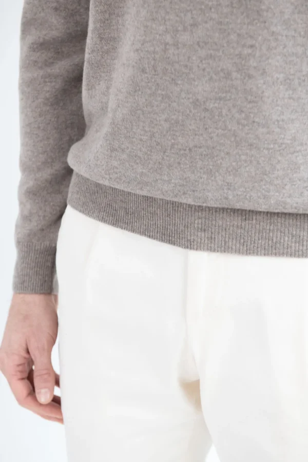 Taupe cashmere polo – Made in Italy