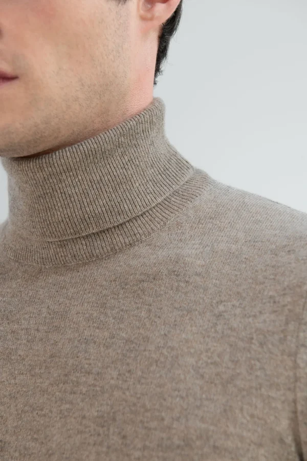 Taupe cashmere turtleneck – Made in italy
