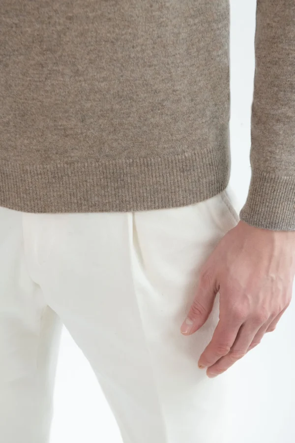 Taupe cashmere turtleneck – Made in italy