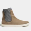 Taupe chelsea boot with knit - Made In Italy
