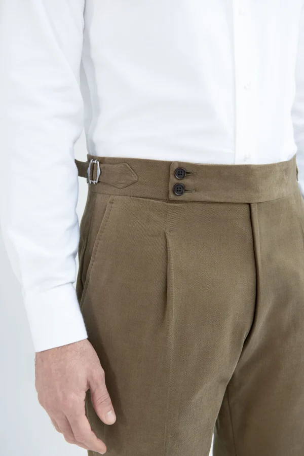 Taupe cotton Soragna trousers - Made in Italy