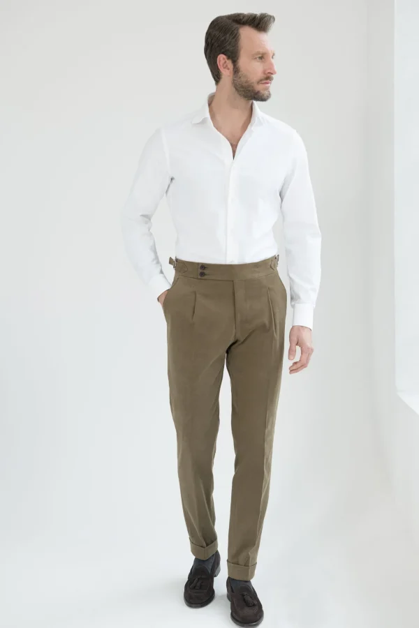 Taupe cotton Soragna trousers - Made in Italy