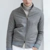 Taupe down bomber in wool & cashmere – Made in Italy