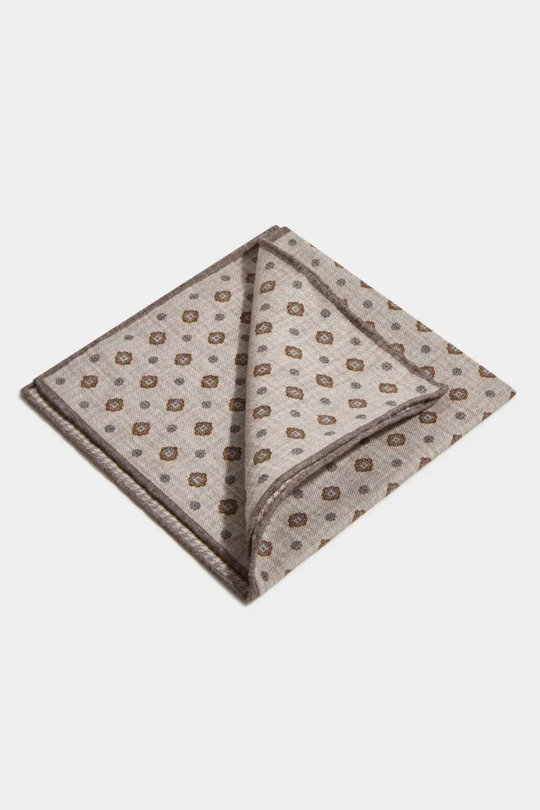 Taupe fancy reversible pocket square - Made in Italy