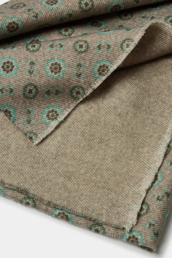 Taupe fancy reversible scarf - Made in Italy