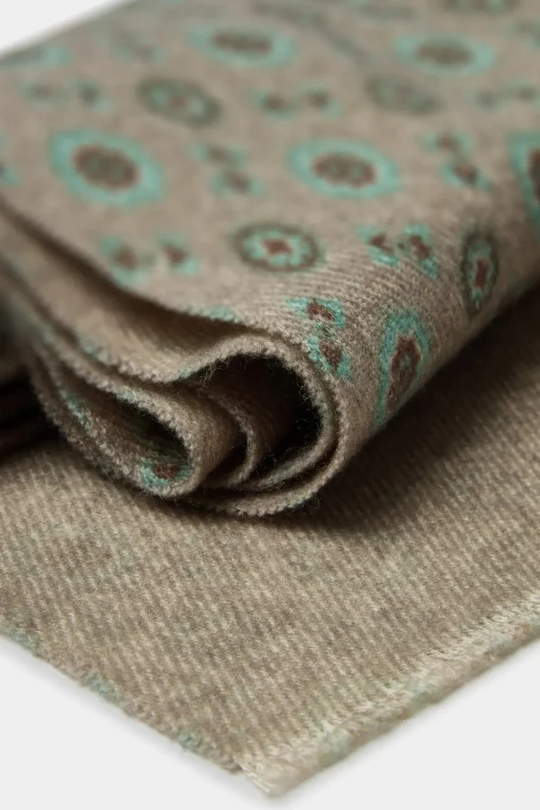 Taupe fancy reversible scarf - Made in Italy