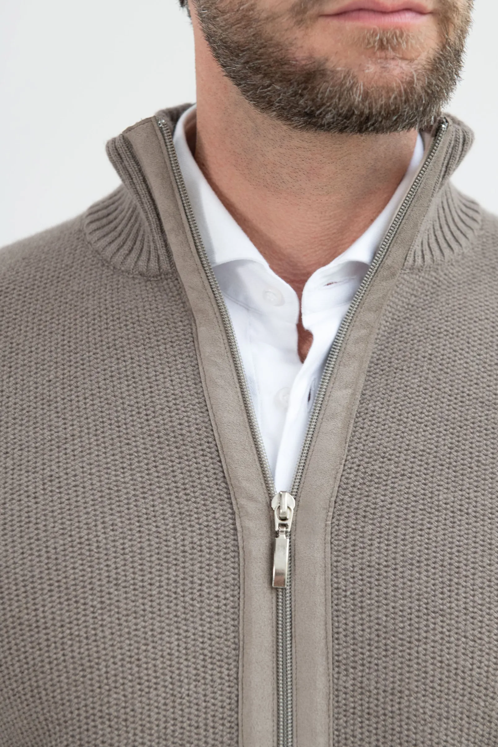 taupe_honeycomb_cashmere__1.webp Taupe honeycomb cashmere blend full zip – Made in Italy