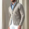 Taupe knitted jacket - wool and cashmere - Made in Italy