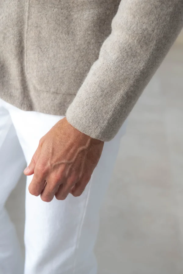 Taupe knitted jacket - wool and cashmere - Made in Italy