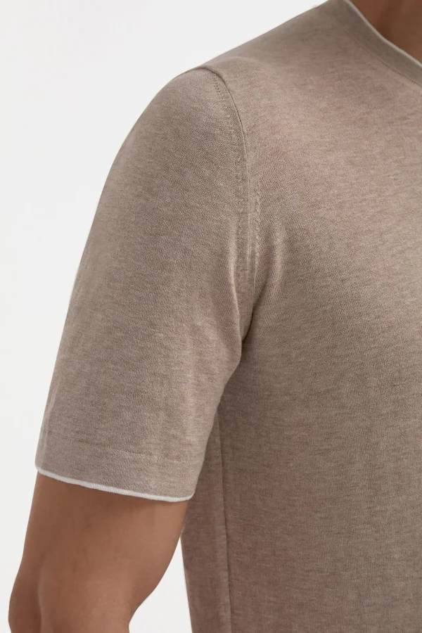 Taupe knitted t-shirt - Made in Italy