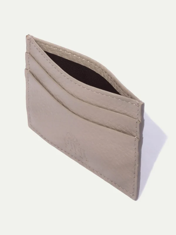 Taupe leather card holder - Made in Italy