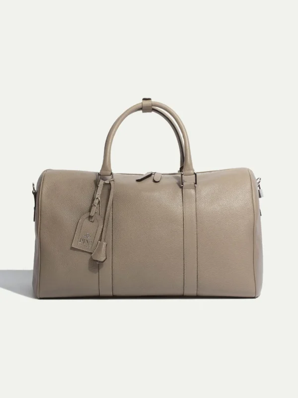 Taupe leather weekender bag - Made in Italy