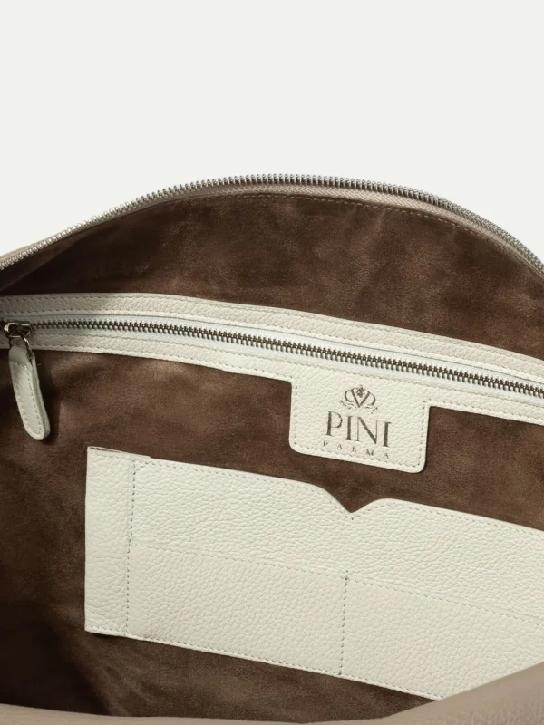 Taupe leather weekender bag - Made in Italy