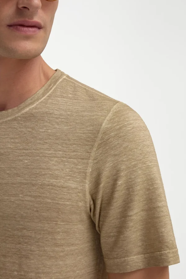 Taupe linen t-shirt - Made in Italy