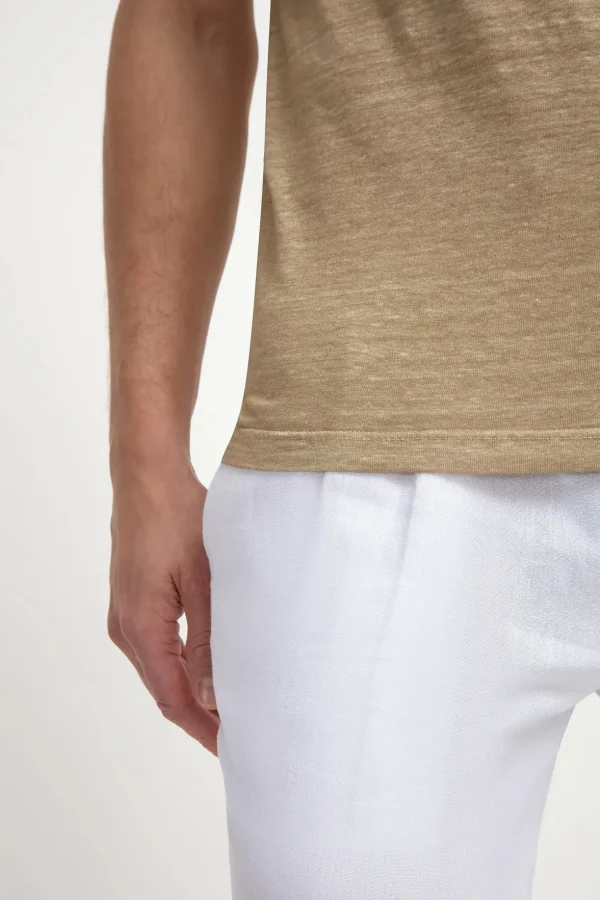 Taupe linen t-shirt - Made in Italy