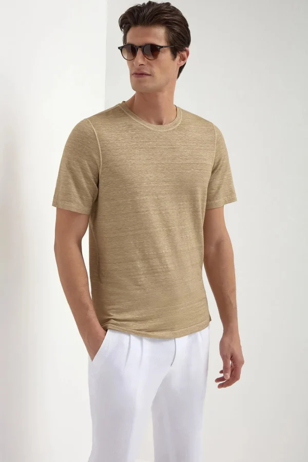 Taupe linen t-shirt - Made in Italy