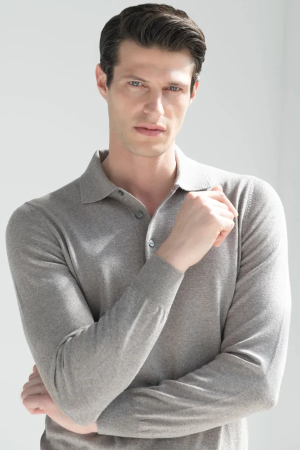 Taupe Merino polo – Made in Italy