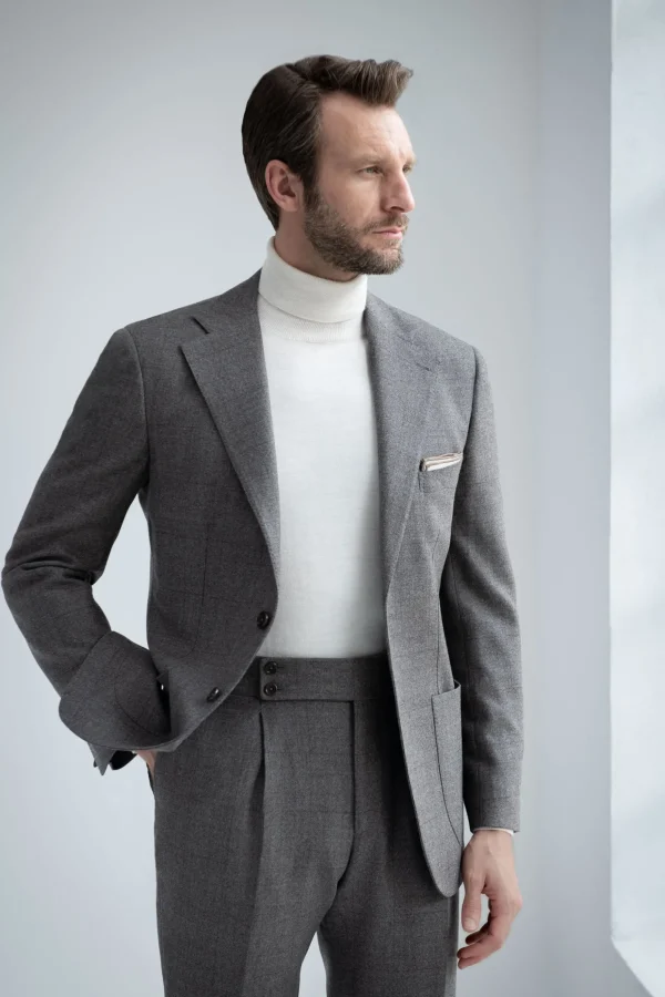 Taupe Prince of Wales suit - Made in Italy