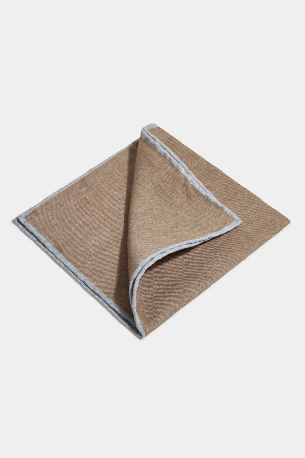 Taupe reversible pocket square - Made in Italy