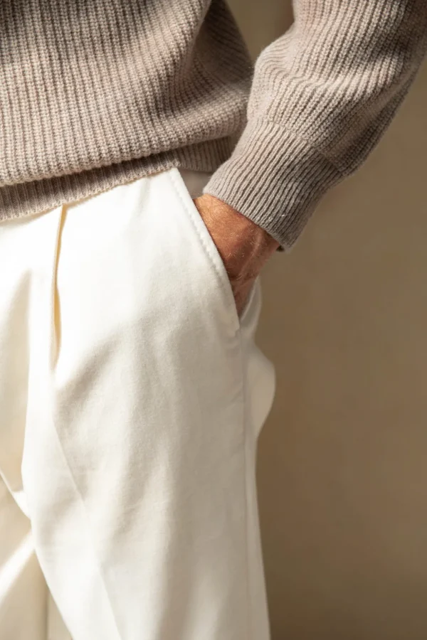 Taupe ribbed cashmere blend polo – Made in Italy