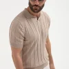 Taupe ribbed polo - Made in Italy