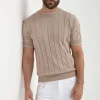 Taupe ribbed t-shirt - Made in Italy