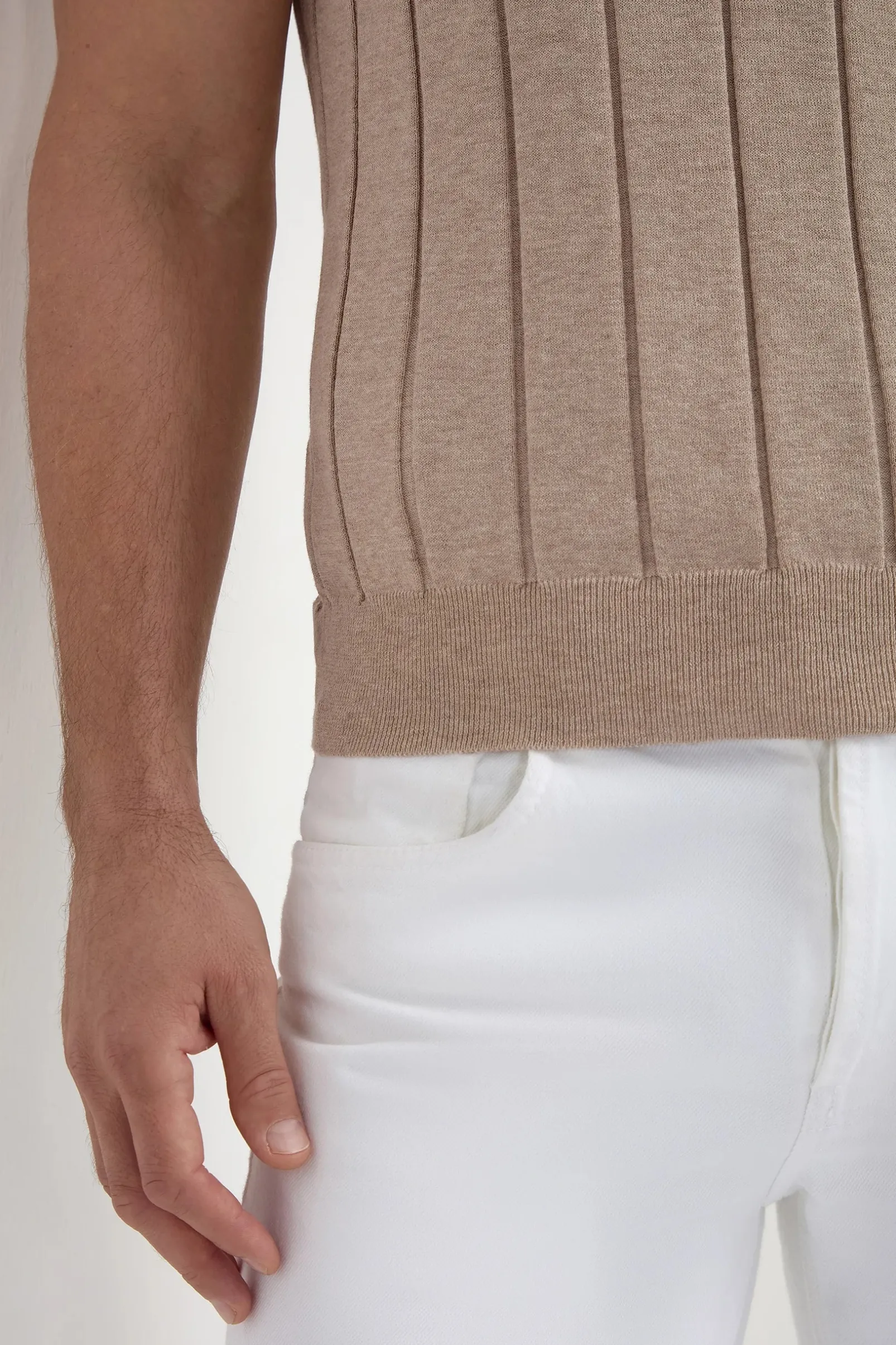 taupe_ribbed_tshirt__made_2.webp Taupe ribbed t-shirt - Made in Italy