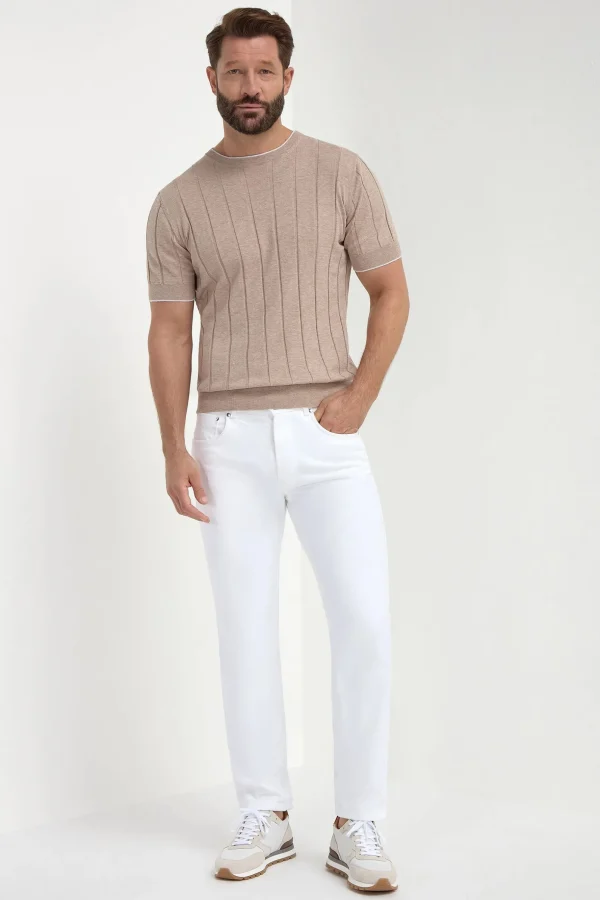 Taupe ribbed t-shirt - Made in Italy