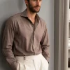 Taupe Shirt - Flannel Touch - Made in Italy