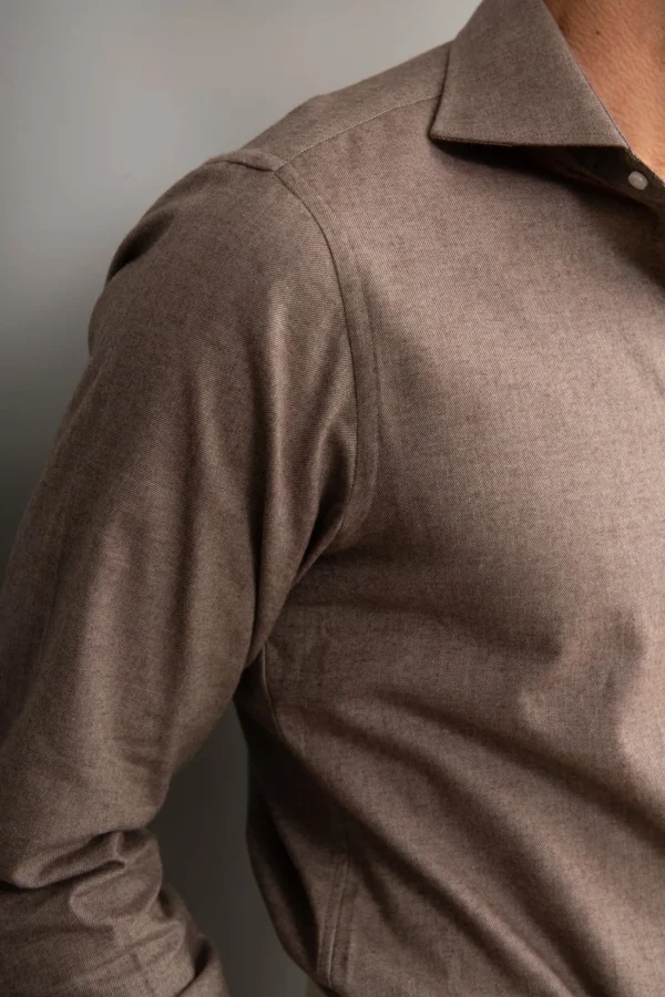 Taupe Shirt - Flannel Touch - Made in Italy