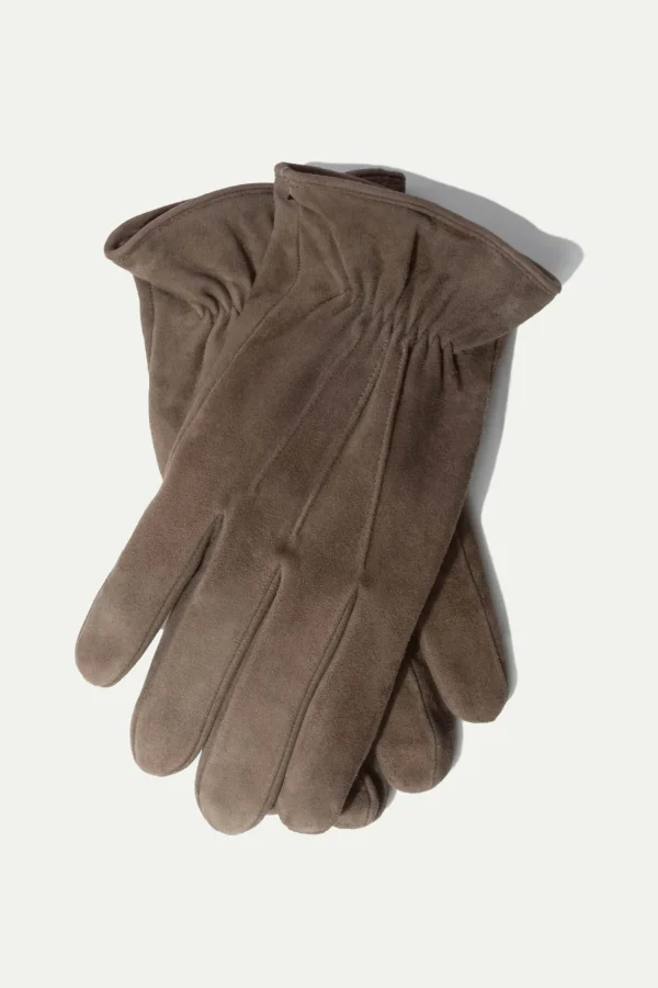 Taupe suede gloves - Made in Italy