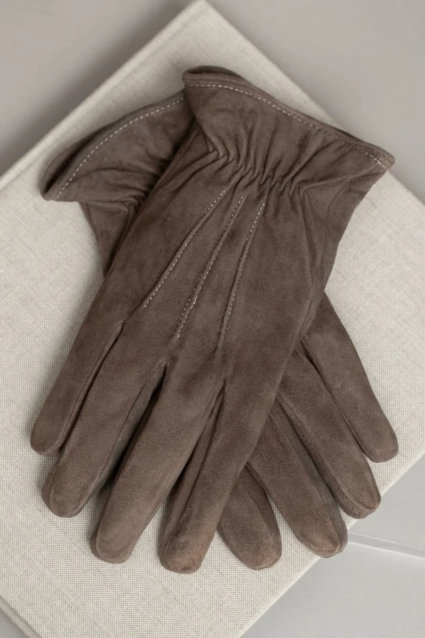 Taupe suede gloves - Made in Italy