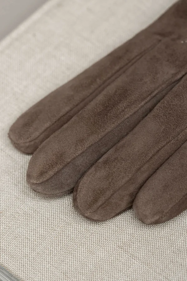 Taupe suede gloves - Made in Italy