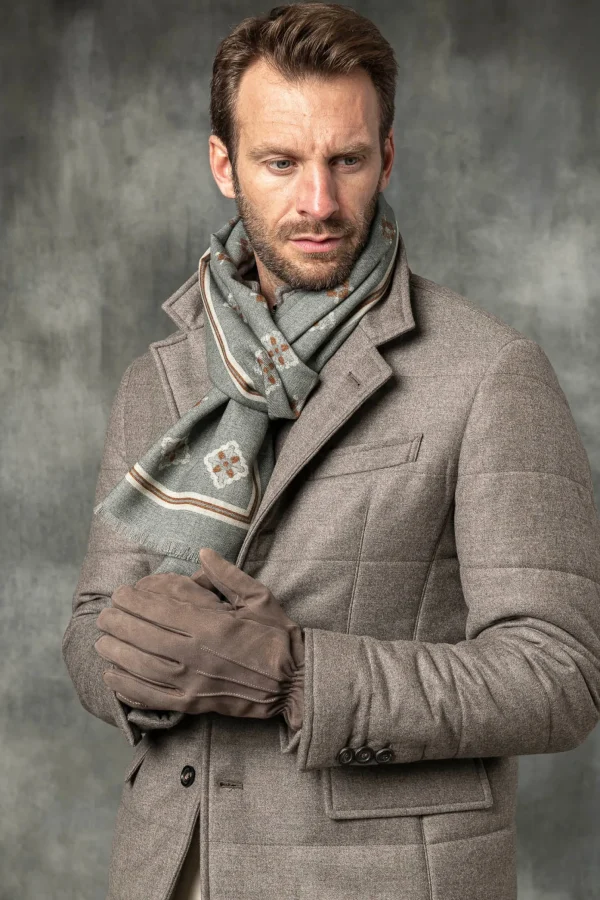 Taupe suede gloves - Made in Italy