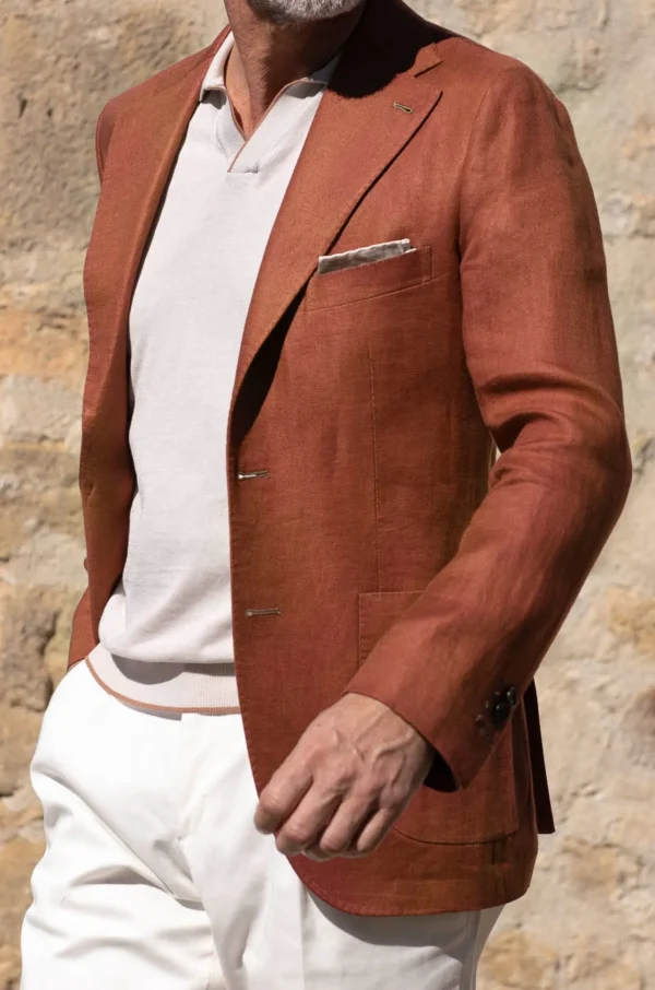 Terracotta Linen Jacket - Made in Italy