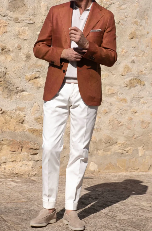 Terracotta Linen Jacket - Made in Italy