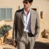 Tobacco suit in wool silk and linen - Made in Italy