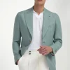 Water green linen jacket - Made in Italy