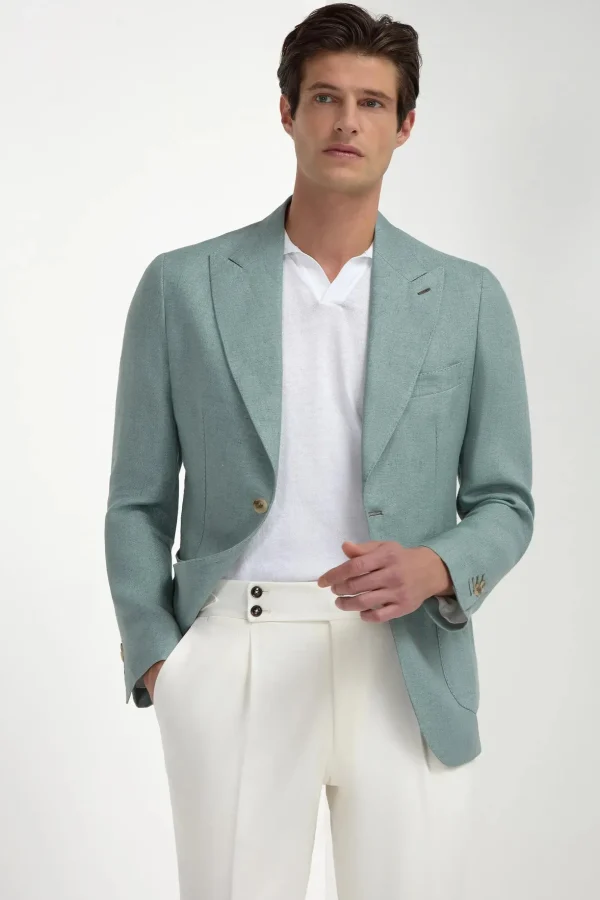 Water green linen jacket - Made in Italy