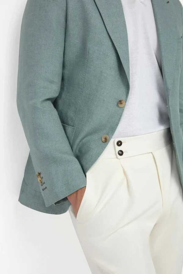 Water green linen jacket - Made in Italy