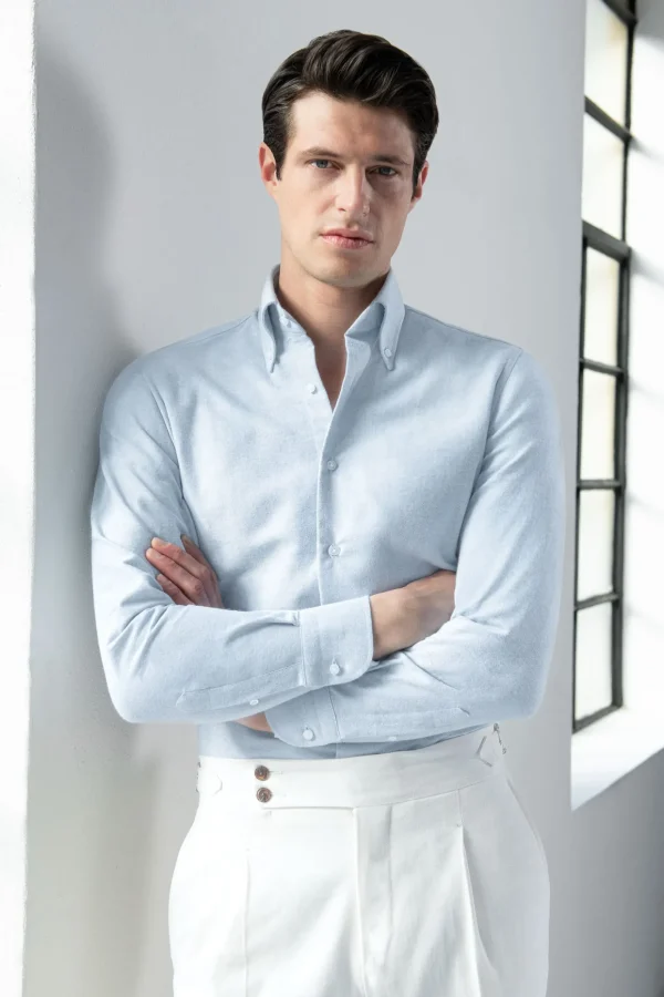 Water green soft oxford button down shirt - Made In Italy