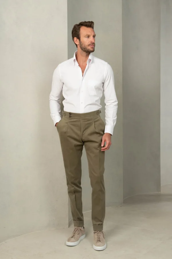 White button down velvet effect shirt - Made in Italy