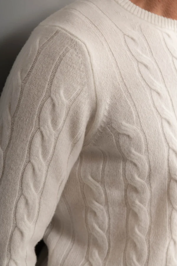 White cable knit sweater – Made in italy
