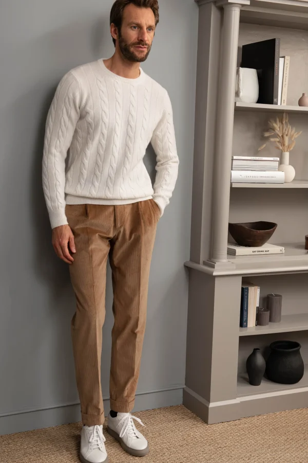 White cable knit sweater – Made in italy